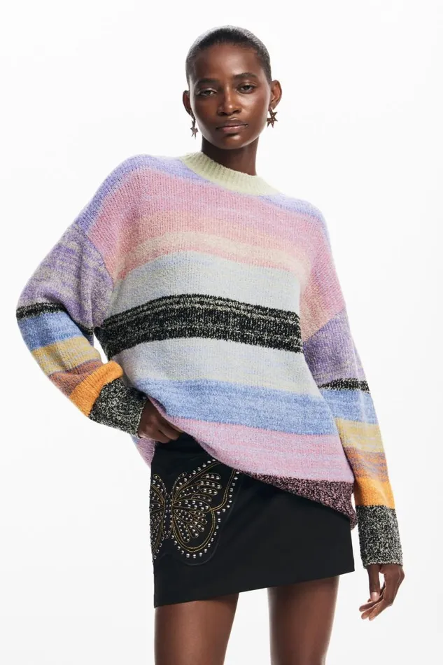 Women Jumpers Desigual Striped Knit Sweater