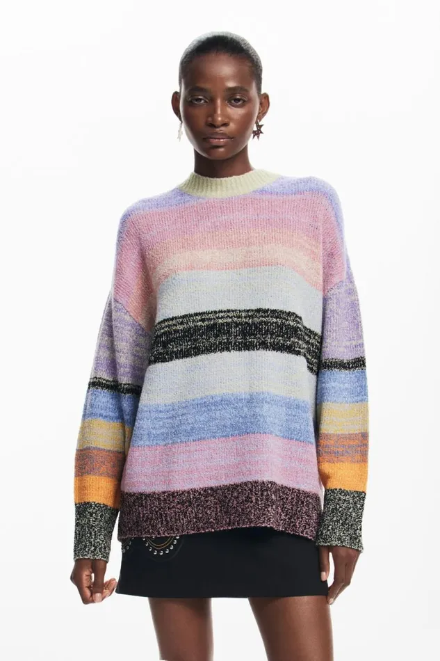 Women Jumpers Desigual Striped Knit Sweater