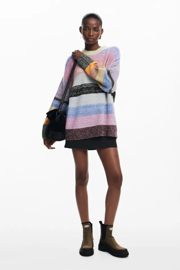 Women Jumpers Desigual Striped Knit Sweater