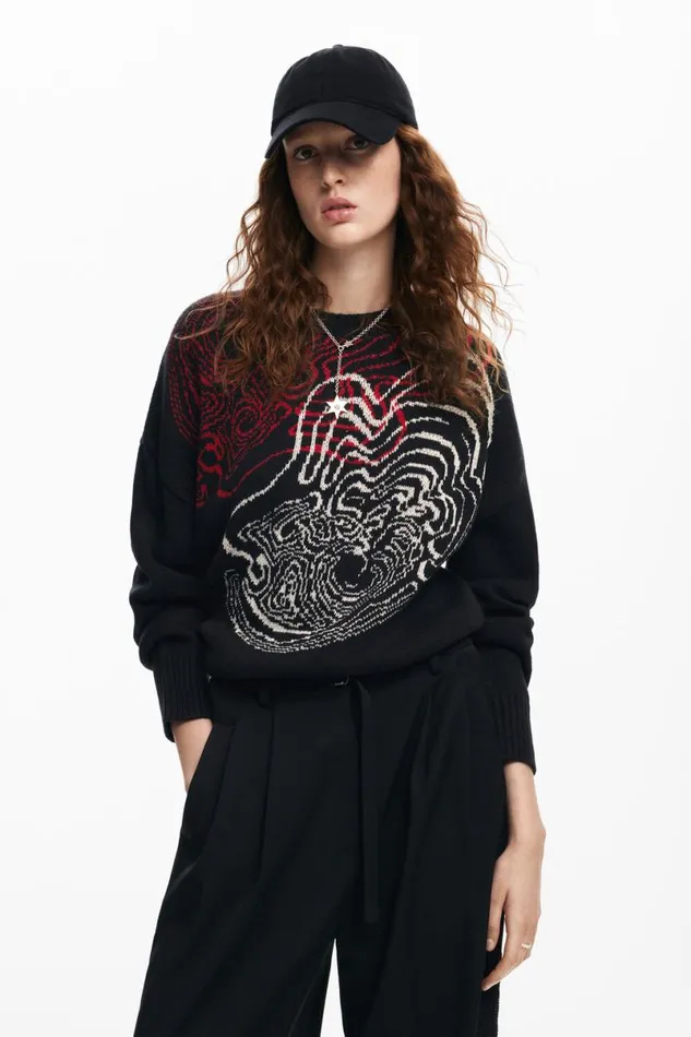 Women Jumpers Desigual Wave Knit Sweater M Christian Lacroix