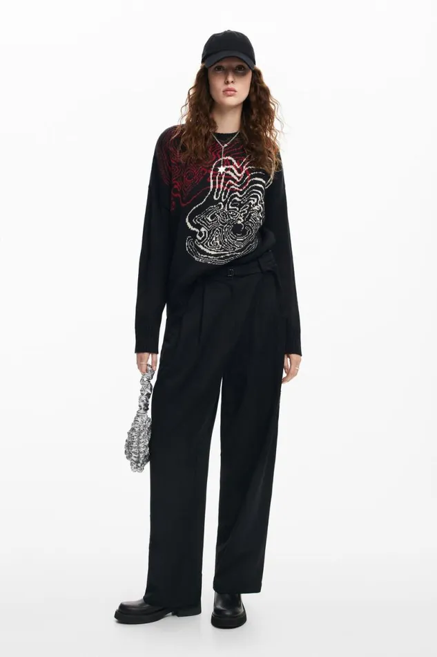 Women Jumpers Desigual Wave Knit Sweater M Christian Lacroix