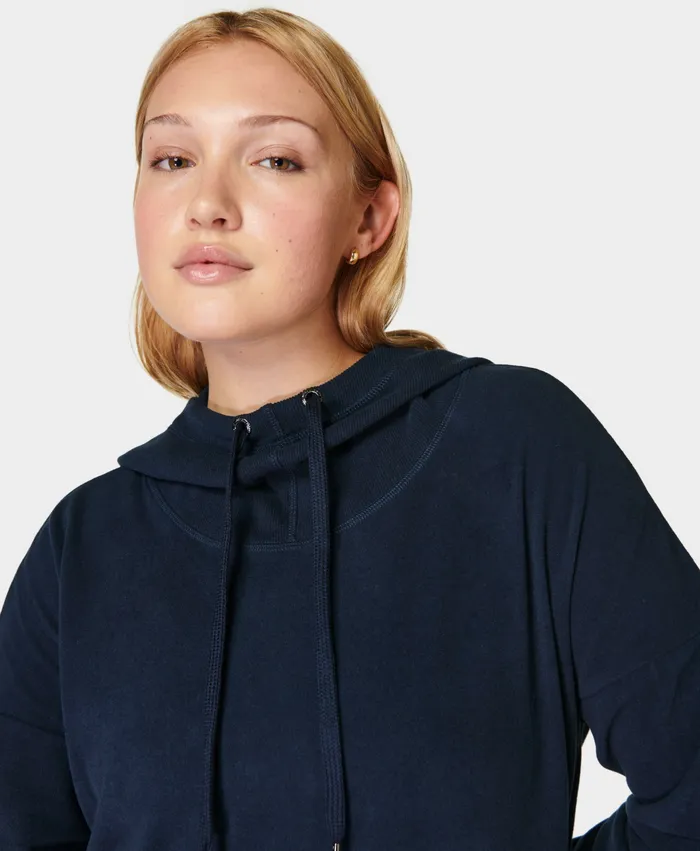 Women Jumpers Hoodies Sweaty Betty Escape Luxe Fleece Hoody Navy Blue