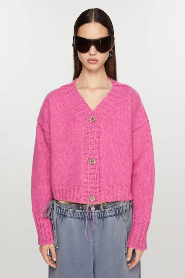 Women Knit Cardigan Pink Acne Studios Knitwear