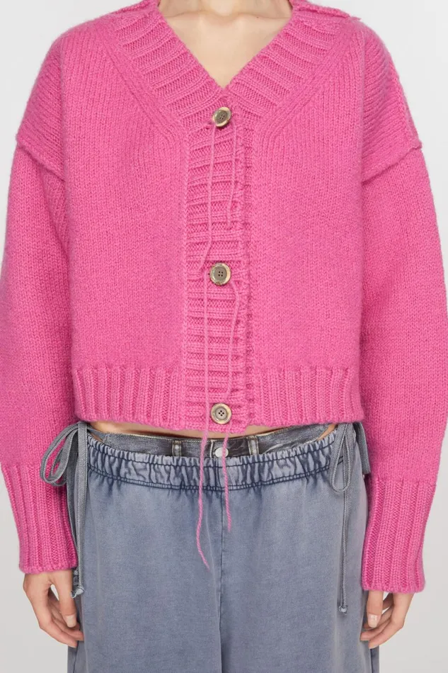 Women Knit Cardigan Pink Acne Studios Knitwear