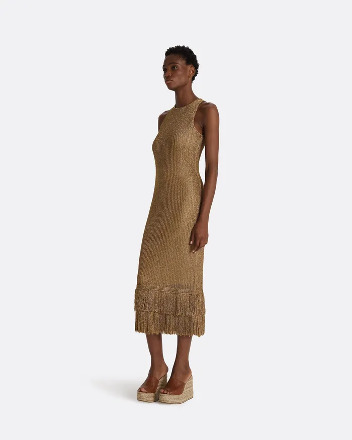 Women Knitwear Safiyaa Deidre Gold Knit Dress Gold