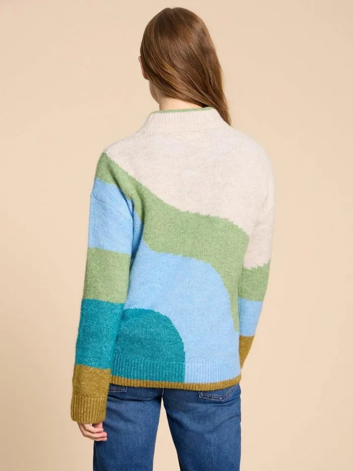 Women KNITWEAR White Stuff DAISY COLOUR BLOCK JUMPER Green Multi Women KNITWEAR White Stuff DAISY COLOUR BLOCK JUMPER Green Multi