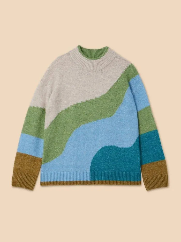 Women KNITWEAR White Stuff DAISY COLOUR BLOCK JUMPER Green Multi Women KNITWEAR White Stuff DAISY COLOUR BLOCK JUMPER Green Multi