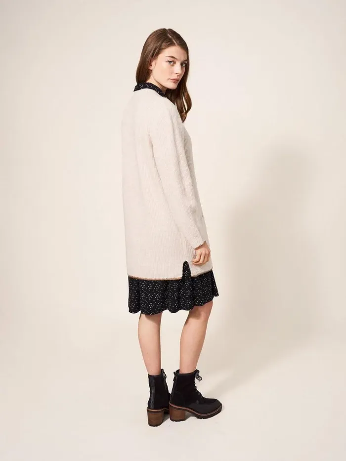 Women KNITWEAR White Stuff Erica Longline Versatile Cardi Dark Natural Women KNITWEAR White Stuff Erica Longline Versatile Cardi Dark Natural