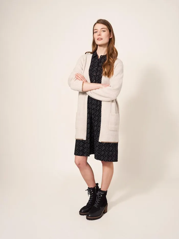 Women KNITWEAR White Stuff Erica Longline Versatile Cardi Dark Natural Women KNITWEAR White Stuff Erica Longline Versatile Cardi Dark Natural