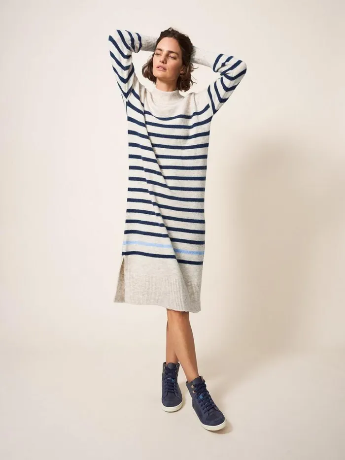 Women KNITWEAR White Stuff JUMPER DRESS Natural Multi