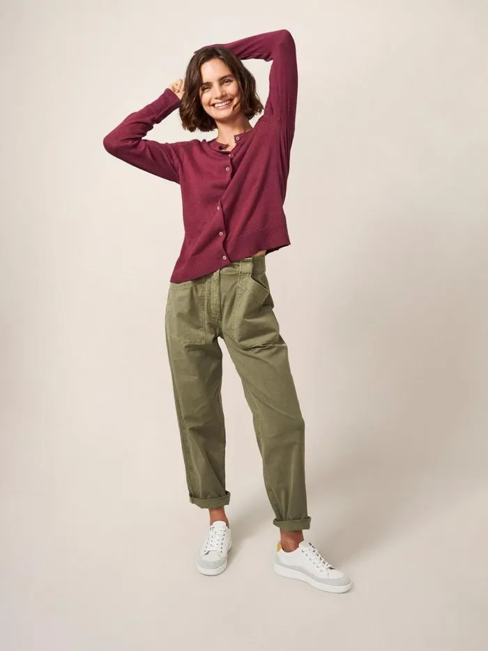 Women KNITWEAR White Stuff Lulu Crew Neck Cardigan Bright Pink