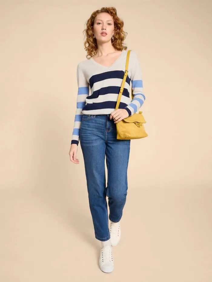 Women KNITWEAR White Stuff MERINO WOOL JUMPER Navy Multi