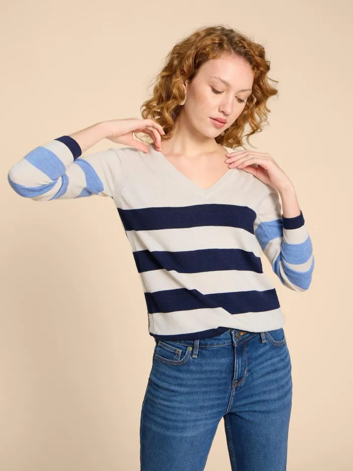Women KNITWEAR White Stuff MERINO WOOL JUMPER Navy Multi Women KNITWEAR White Stuff MERINO WOOL JUMPER Navy Multi