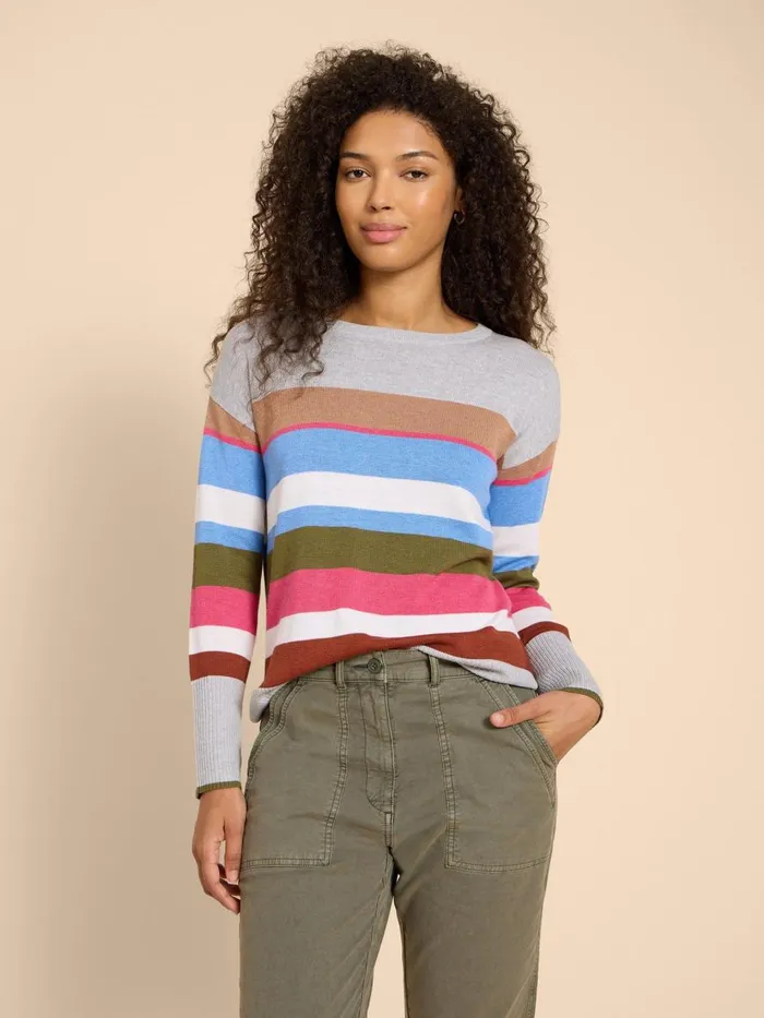 Women KNITWEAR White Stuff OLIVE STRIPE KNITTED JUMPER Grey Multi Women KNITWEAR White Stuff OLIVE STRIPE KNITTED JUMPER Grey Multi