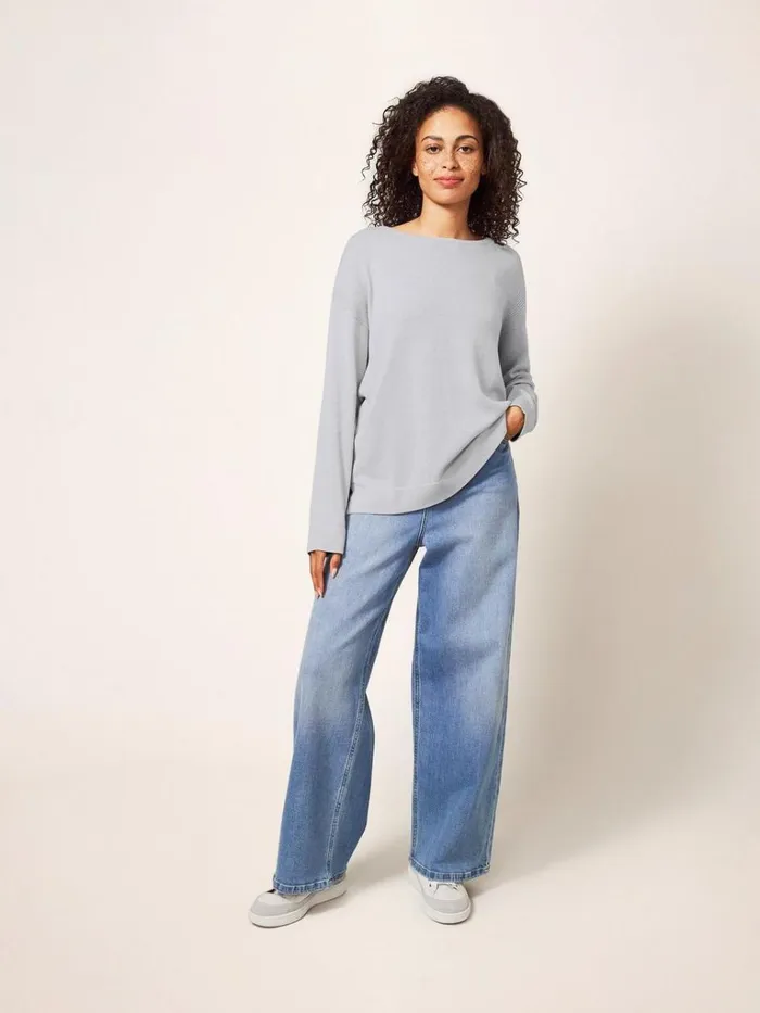 Women KNITWEAR White Stuff Olivia Crew Neck Jumper Light Grey