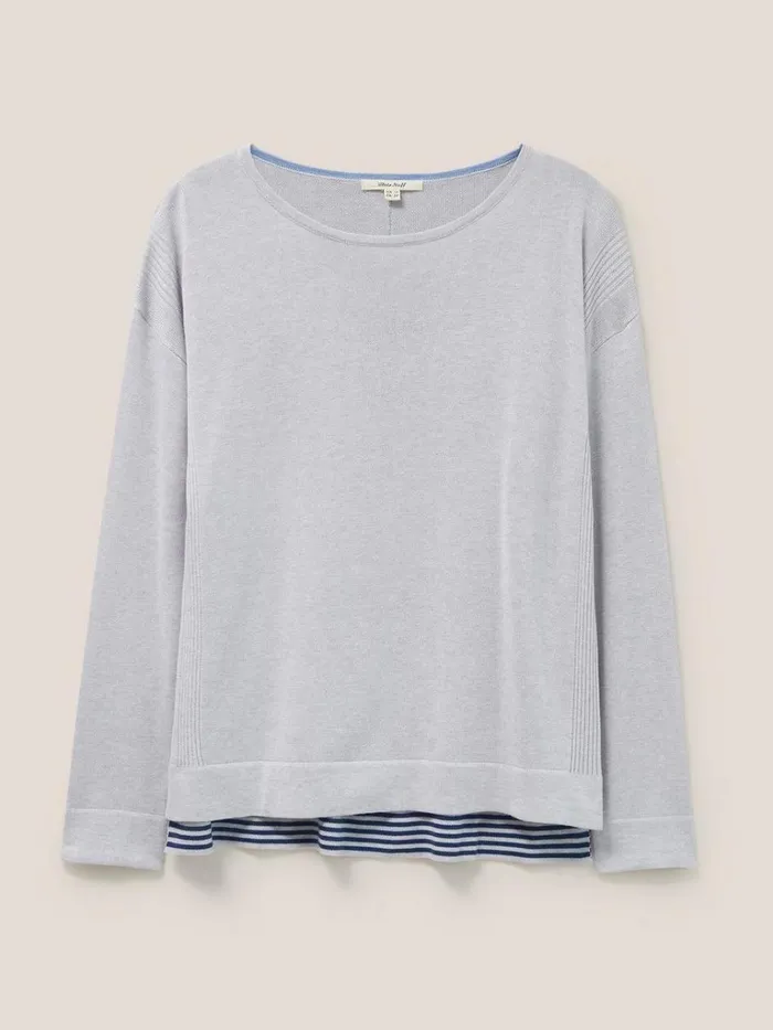 Women KNITWEAR White Stuff Olivia Crew Neck Jumper Light Grey Women KNITWEAR White Stuff Olivia Crew Neck Jumper Light Grey