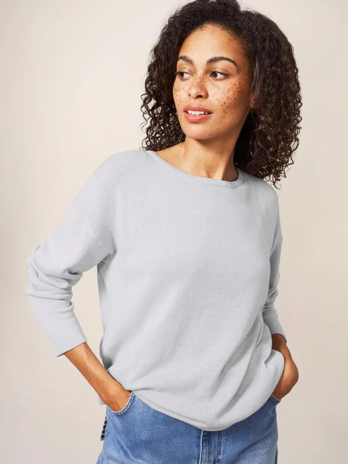 Women KNITWEAR White Stuff Olivia Crew Neck Jumper Light Grey Women KNITWEAR White Stuff Olivia Crew Neck Jumper Light Grey