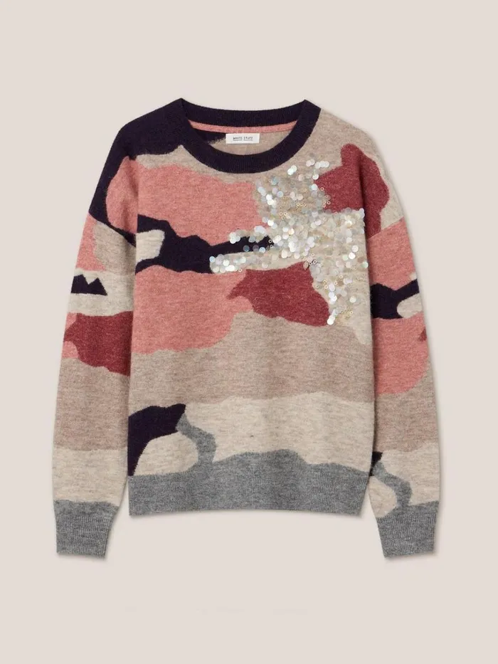Women KNITWEAR White Stuff PATCHWORK SPARKLE JUMPER Grey Multi Women KNITWEAR White Stuff PATCHWORK SPARKLE JUMPER Grey Multi