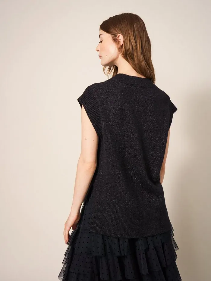 Women KNITWEAR White Stuff SPARKLE TANK JUMPER Pure Black Women KNITWEAR White Stuff SPARKLE TANK JUMPER Pure Black
