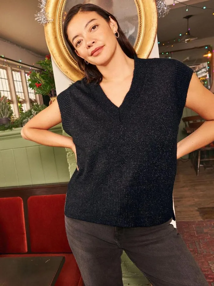 Women KNITWEAR White Stuff SPARKLE TANK JUMPER Pure Black Women KNITWEAR White Stuff SPARKLE TANK JUMPER Pure Black