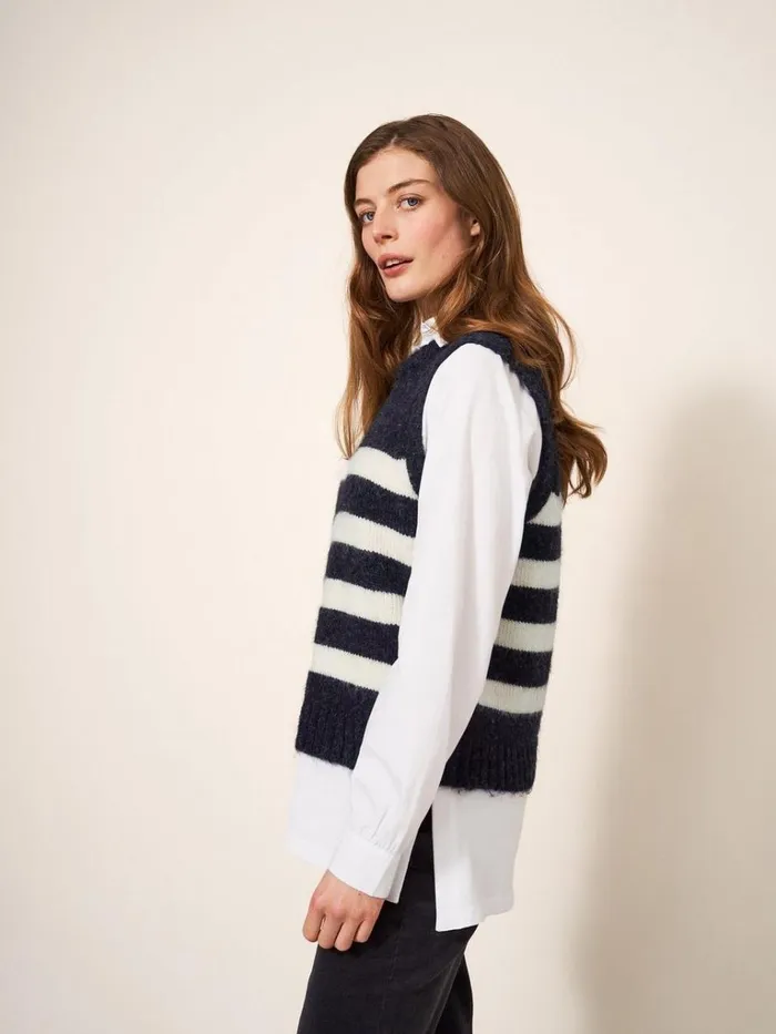 Women KNITWEAR White Stuff STRIPE TANK Black Multi