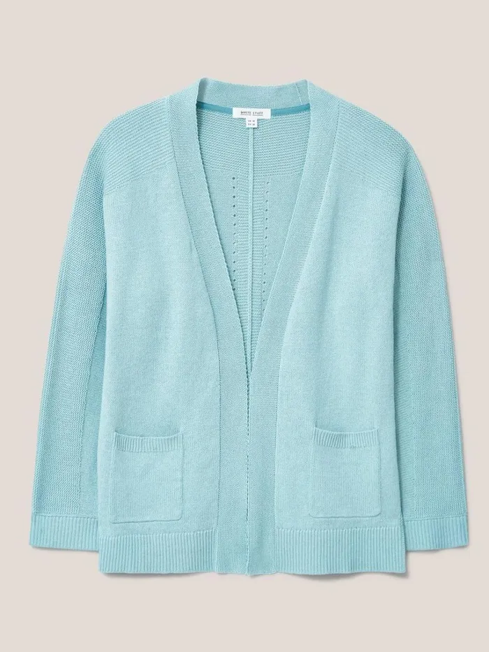 Women KNITWEAR White Stuff Tiana Open Neck Cardi Light Teal Women KNITWEAR White Stuff Tiana Open Neck Cardi Light Teal
