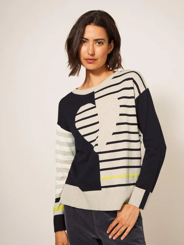 Women KNITWEAR White Stuff URBAN HEART JUMPER Natural Multi Women KNITWEAR White Stuff URBAN HEART JUMPER Natural Multi
