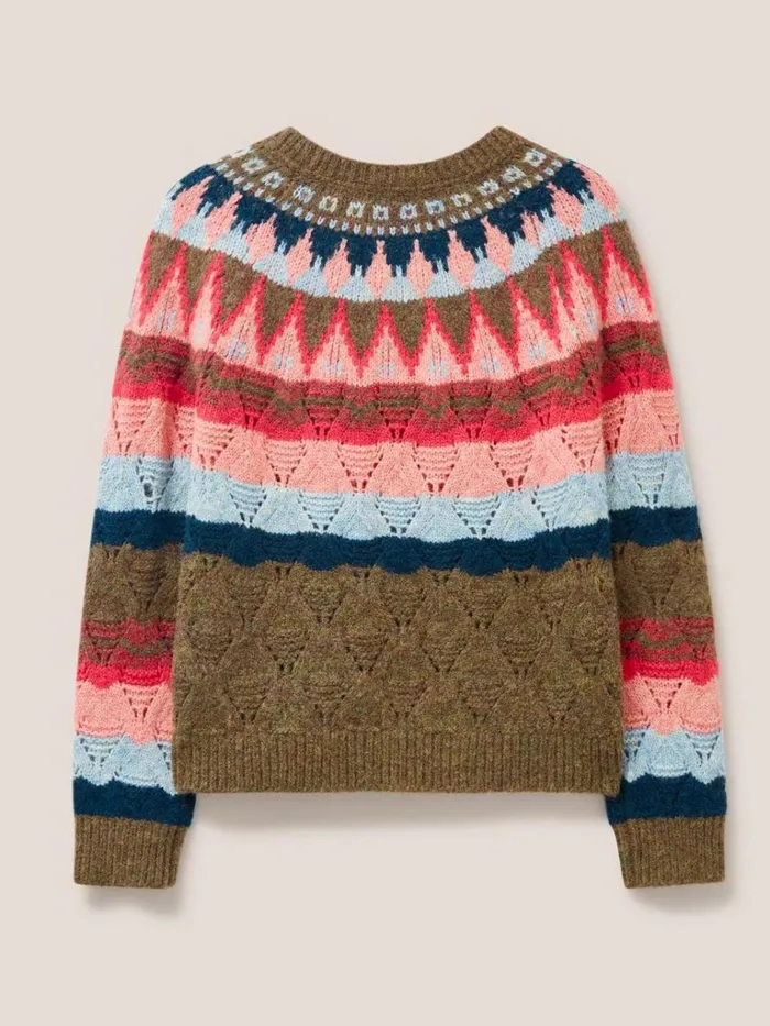 Women KNITWEAR White Stuff YOKE PATTERN JUMPER Pink Multi Women KNITWEAR White Stuff YOKE PATTERN JUMPER Pink Multi