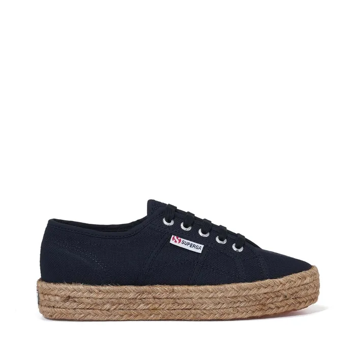 Women Lady Shoes Woman 2730 ROPE Wedge BLUE NAVY Superga Platform