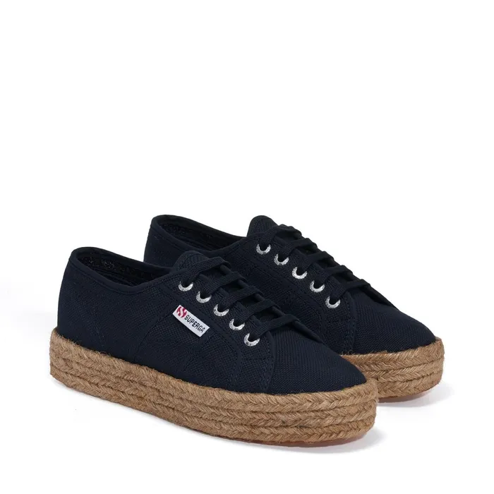 Women Lady Shoes Woman 2730 ROPE Wedge BLUE NAVY Superga Platform