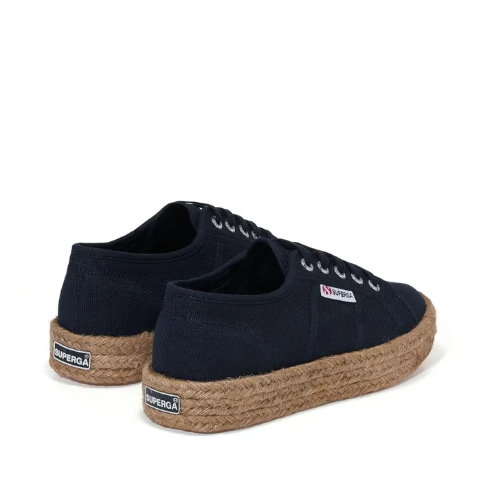 Women Lady Shoes Woman 2730 ROPE Wedge BLUE NAVY Superga Platform