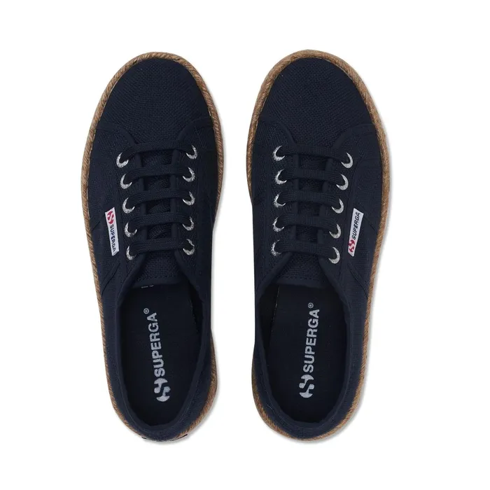 Women Lady Shoes Woman 2730 ROPE Wedge BLUE NAVY Superga Platform