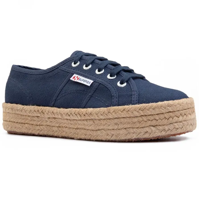Women Lady Shoes Woman 2730 ROPE Wedge BLUE NAVY Superga Platform