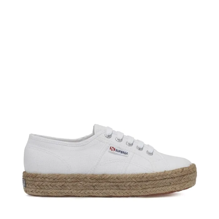 Women Lady Shoes Woman 2730 ROPE Wedge WHITE Superga Platform