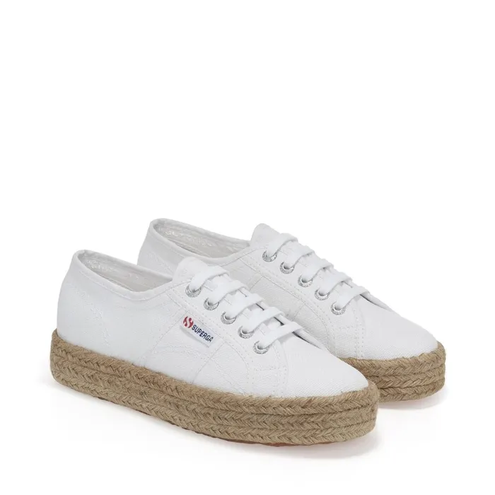 Women Lady Shoes Woman 2730 ROPE Wedge WHITE Superga Platform