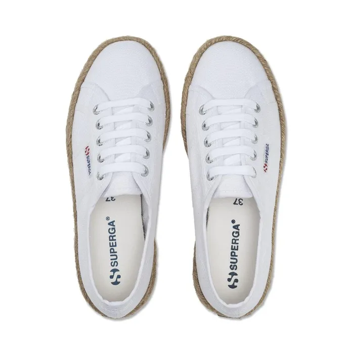 Women Lady Shoes Woman 2730 ROPE Wedge WHITE Superga Platform