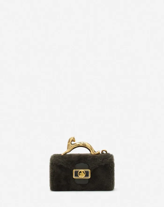 Women Lanvin Crossbody Bags and Shoulder Bags Shearling Nano Pencil Cat Bag Loden