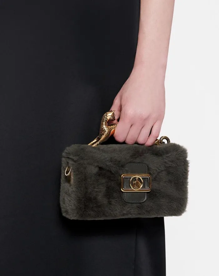 Women Lanvin Crossbody Bags and Shoulder Bags Shearling Nano Pencil Cat Bag Loden Women Lanvin Crossbody Bags and Shoulder Bags Shearling Nano Pencil Cat Bag Loden