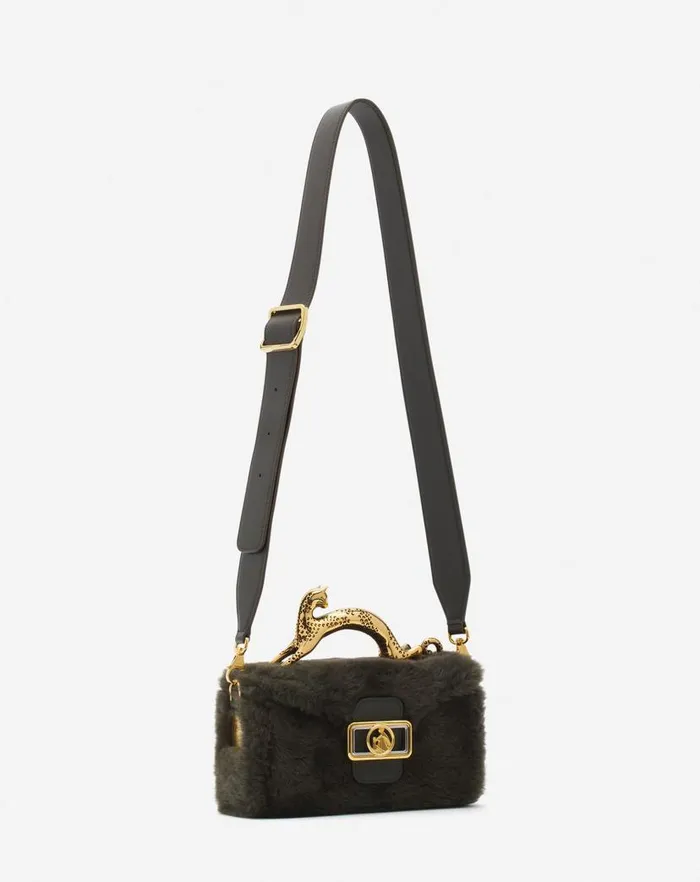 Women Lanvin Crossbody Bags and Shoulder Bags Shearling Nano Pencil Cat Bag Loden Women Lanvin Crossbody Bags and Shoulder Bags Shearling Nano Pencil Cat Bag Loden