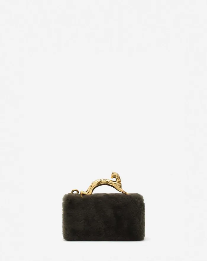 Women Lanvin Crossbody Bags and Shoulder Bags Shearling Nano Pencil Cat Bag Loden Women Lanvin Crossbody Bags and Shoulder Bags Shearling Nano Pencil Cat Bag Loden