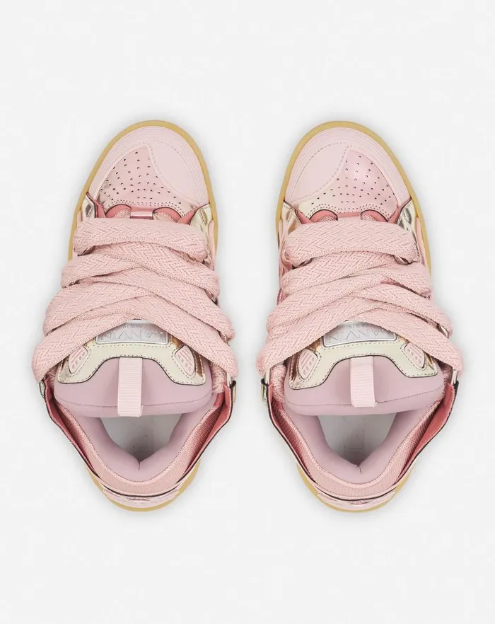 Women Lanvin Curb Curb Sneakers In Metallic Leather Dusty Rose Women Lanvin Curb Curb Sneakers In Metallic Leather Dusty Rose