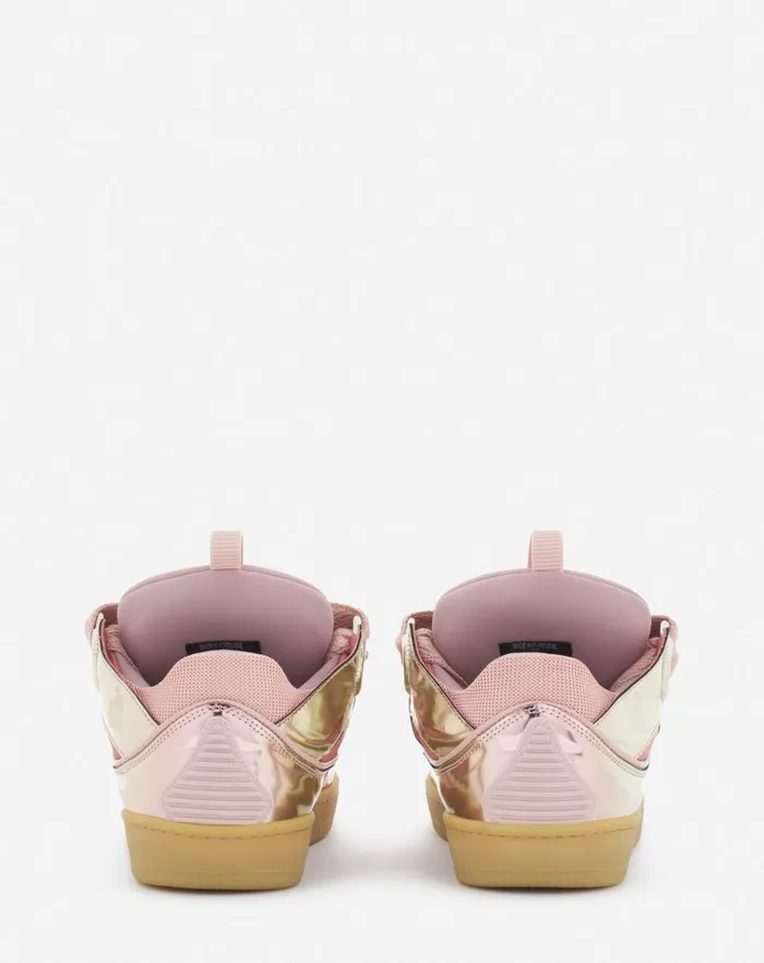Women Lanvin Curb Curb Sneakers In Metallic Leather Dusty Rose Women Lanvin Curb Curb Sneakers In Metallic Leather Dusty Rose