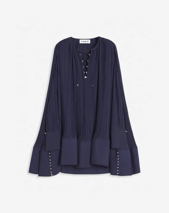 Women Lanvin Dresses Flared Pleated Dress Japanese Ink