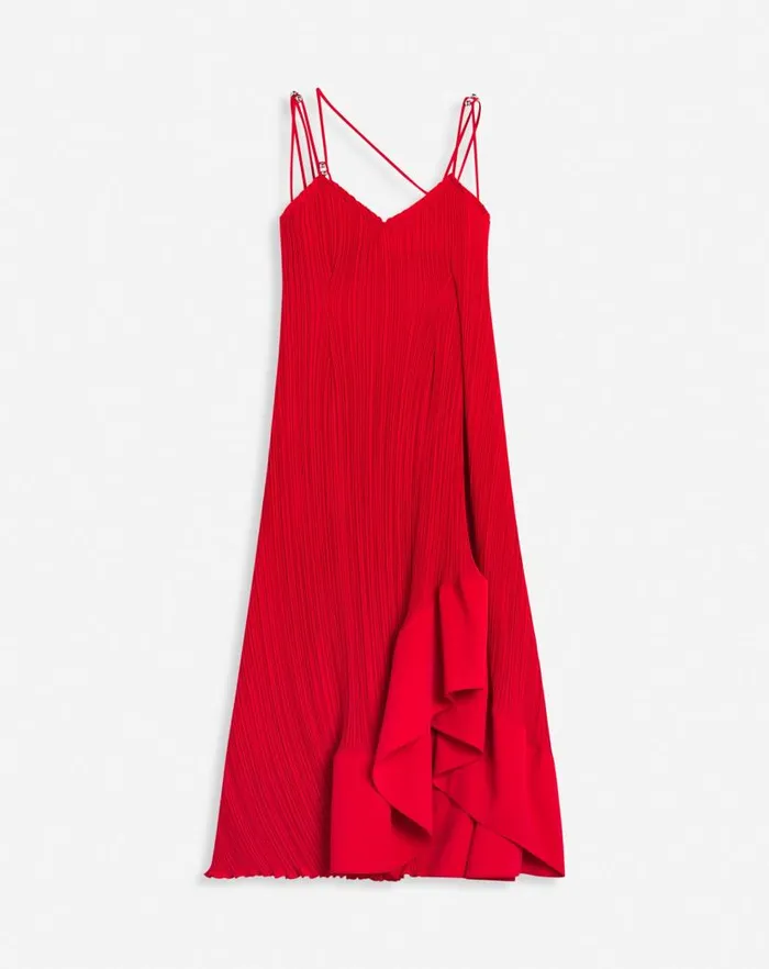 Women Lanvin Dresses Pleated Dress With Straps Flame