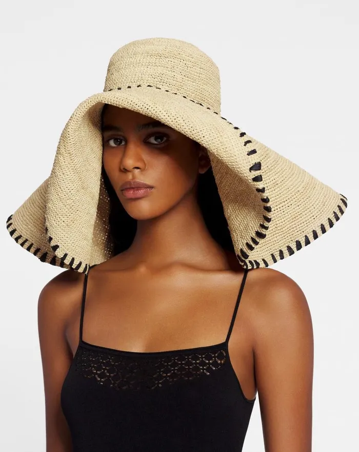 Women Lanvin Hats Lanvin Capeline Hat In Raffia Naturalblack Women Lanvin Hats Lanvin Capeline Hat In Raffia Naturalblack