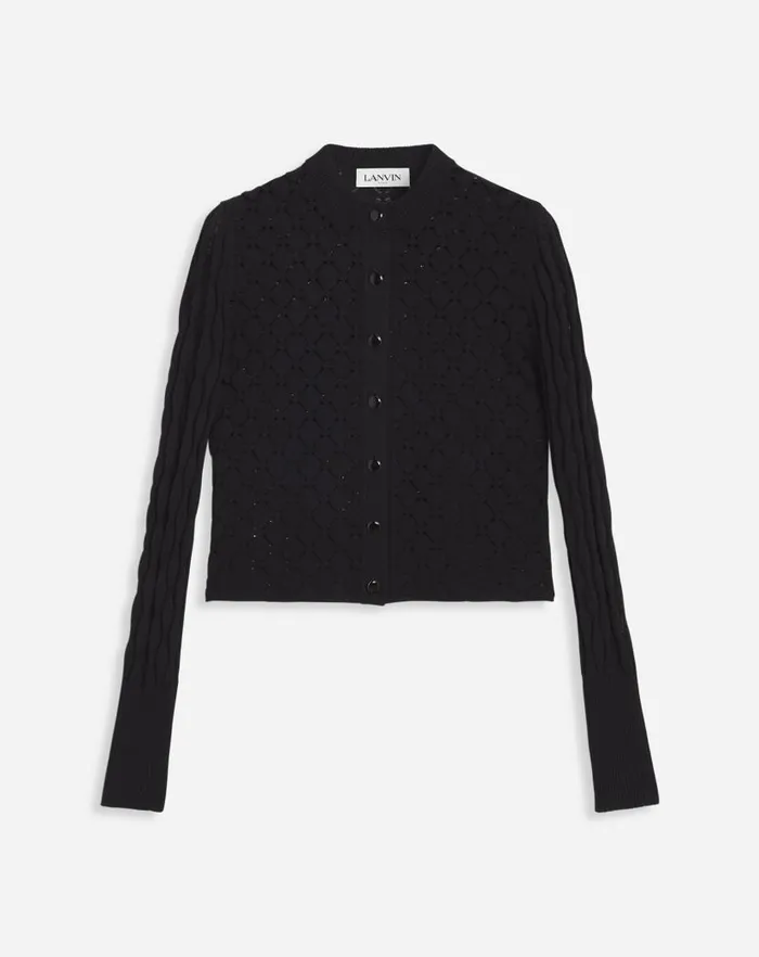 Women Lanvin Knitwear Bodycon Cardigan With Round Neck Black