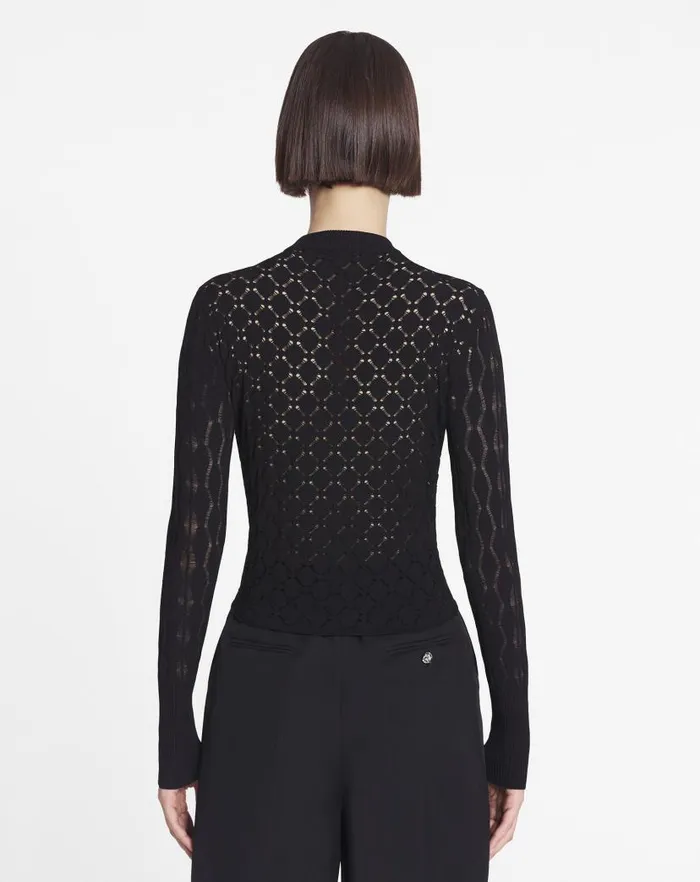 Women Lanvin Knitwear Bodycon Cardigan With Round Neck Black Women Lanvin Knitwear Bodycon Cardigan With Round Neck Black