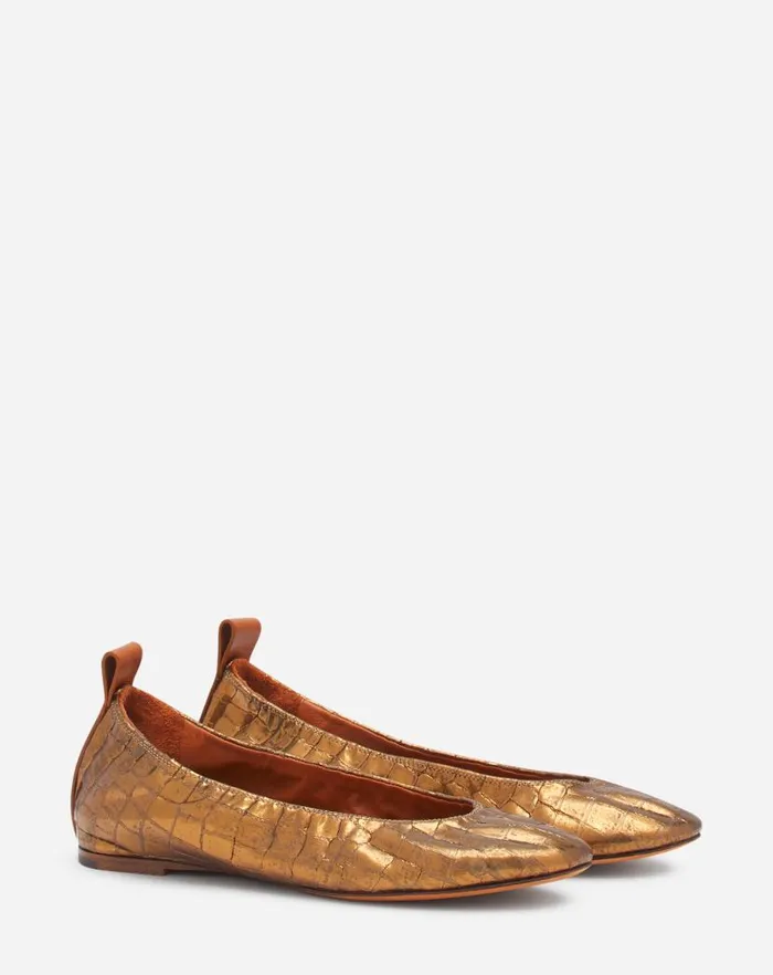 Women Lanvin Loafers The Ballerina In Crocodileeffect Leather Gold Women Lanvin Loafers The Ballerina In Crocodileeffect Leather Gold