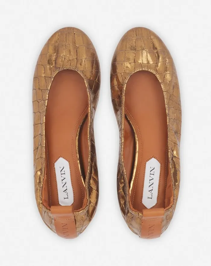 Women Lanvin Loafers The Ballerina In Crocodileeffect Leather Gold Women Lanvin Loafers The Ballerina In Crocodileeffect Leather Gold