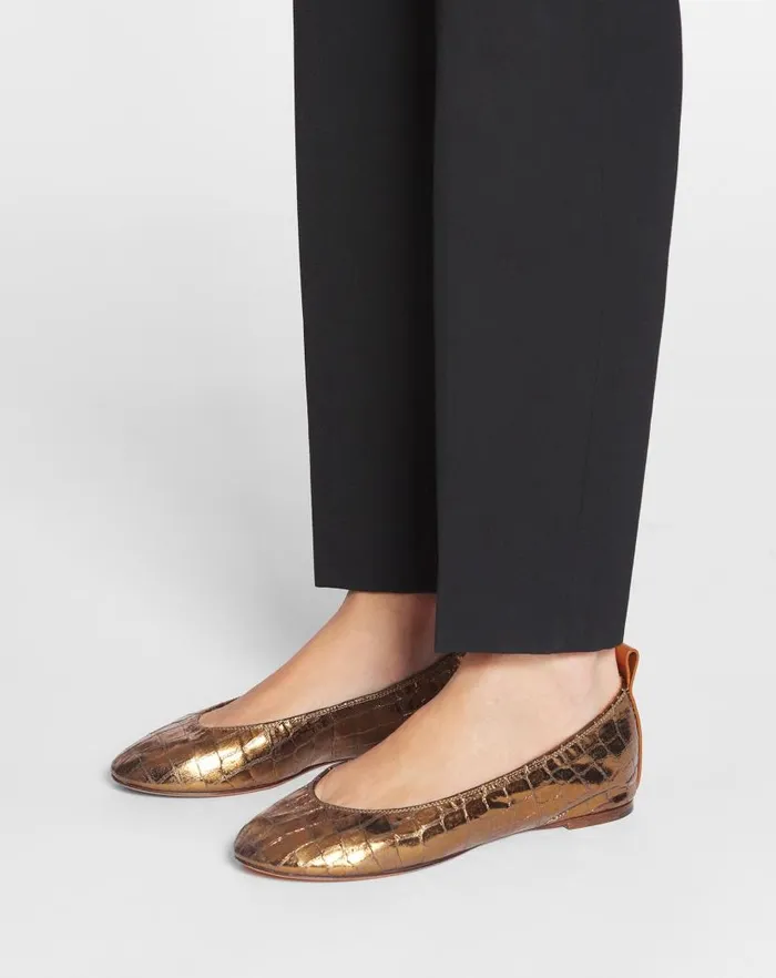 Women Lanvin Loafers The Ballerina In Crocodileeffect Leather Gold Women Lanvin Loafers The Ballerina In Crocodileeffect Leather Gold